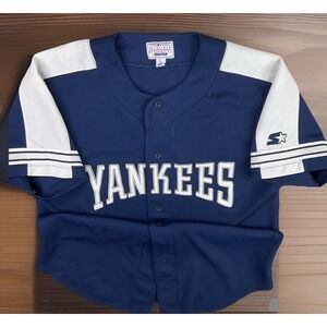 Vintage New York Yankees Jersey‎ Starter MLB 90s Button Logo Casual Men Sz L
